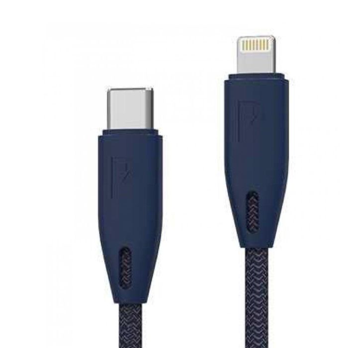 Charging cord Powerology Braided USB-C to Lightning Cable 1.2m 4ft PCAB001 Blue
