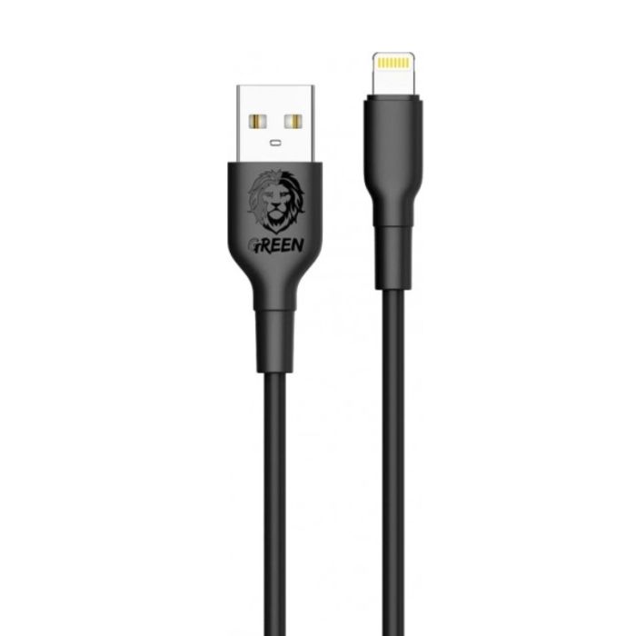 Charging cord Green USB-A to Lightning 1m 2.4A Black