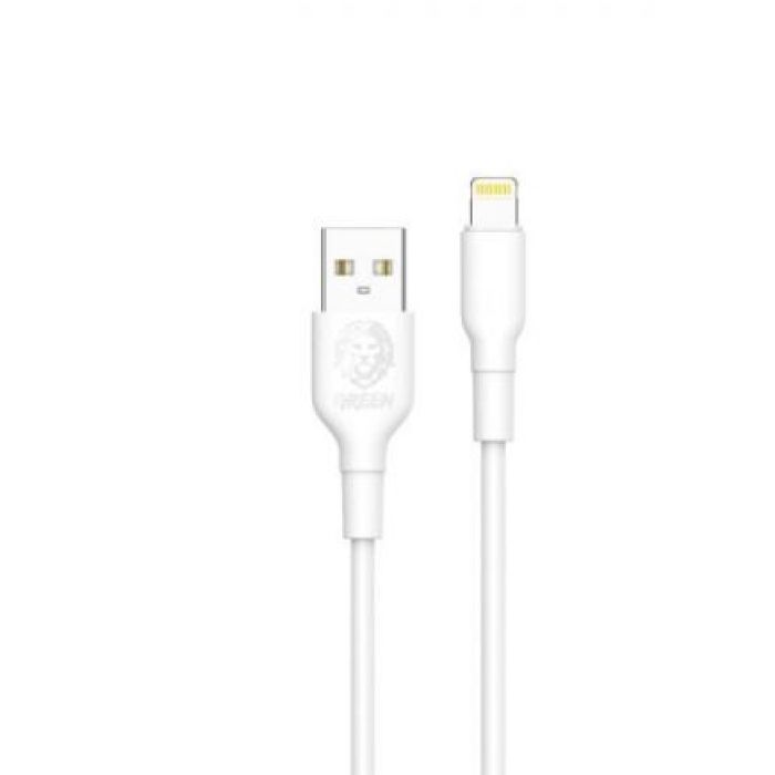 Charging cord Green USB-A to Lightning 1m 2.4A White