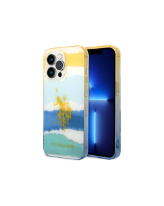 U.S. Polo Assn. Yellow Blurred Stripes with Gradient Edge, Protective PC/TPU Case for iPhone 14 Pro max 