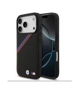 Պատյան iPhone 17 Pro Max BMW MagSafe PU Leather Case with Metal Logos & Tricolor Slanted Stripes
