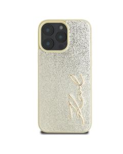 Պատյան iPhone 16 Pro Karl Lager Wrinkled Pu Leather Hard Metal Signature 