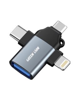 Փոխադրիչ Green Lion 3in1 OTG Lightning/Micro/Type-c Gray GN3IN1OTGGY