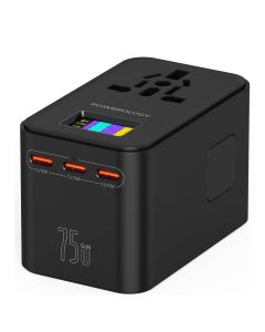 Լիցքավորիչ Powerology 4port Fast Charging+AC GaN 75W PWCUQC041 BLK