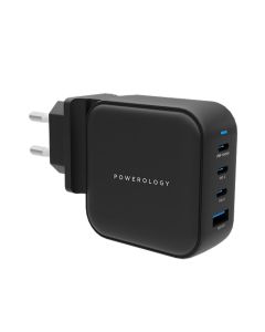 Լիցքավորիչ Powerology 3port PD + 1 QC3.0 GaN Wall Charger 100w PWCUQC006-BK