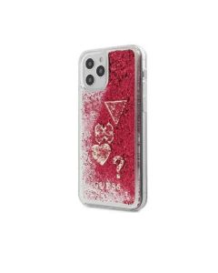 Պատյան iPhone 12/12 Pro GUESS  Raspberry Glitters with Heart Charms