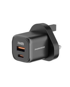 Լիցքավորիչ Porodo PD20W + USB EU GaN QC3.0 Dual Port Wall Fast Charger PDFWCH060C