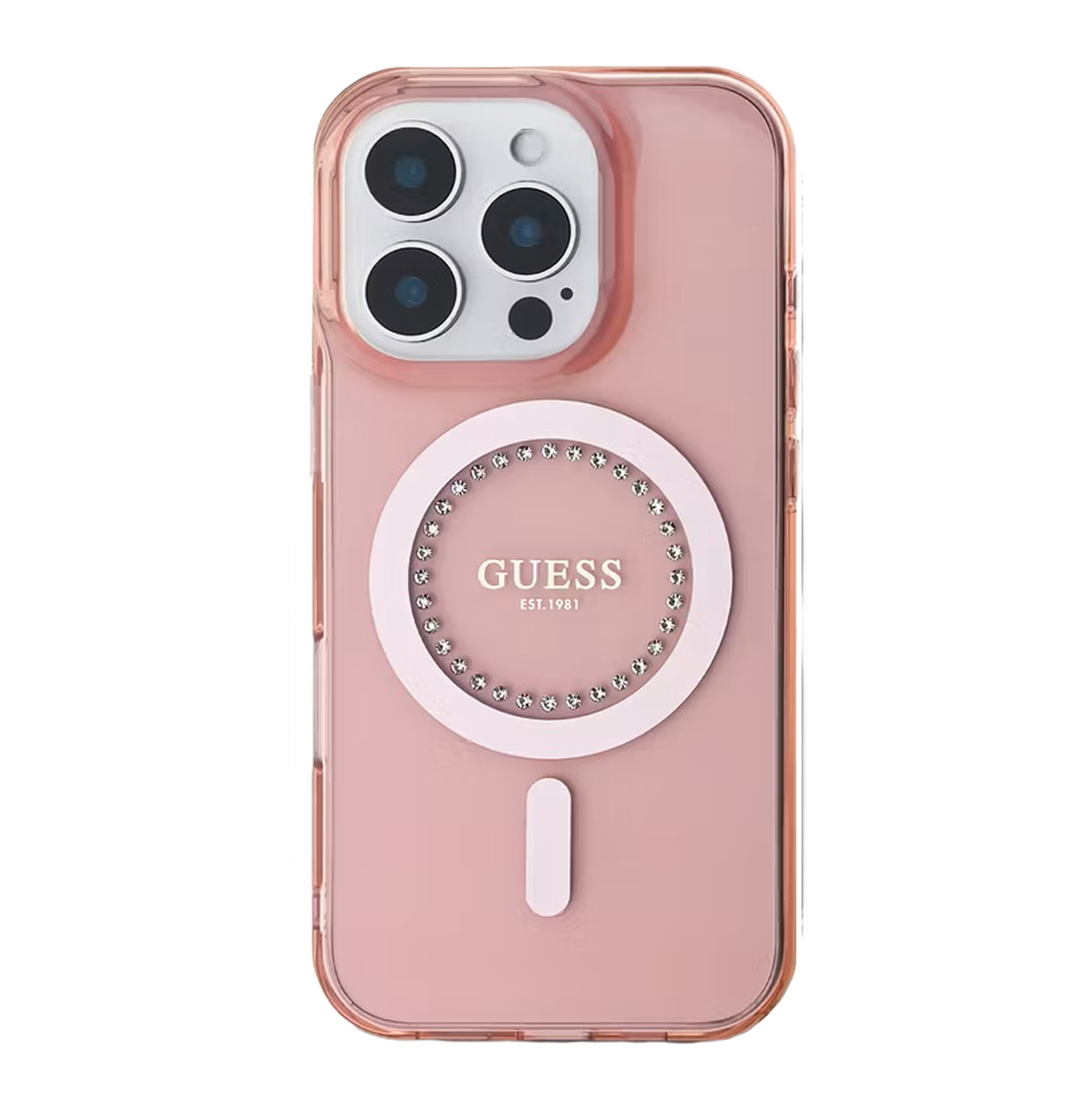 Case iPhone 16 Pro Guess Magsafe IML Hard Rhinestones Design