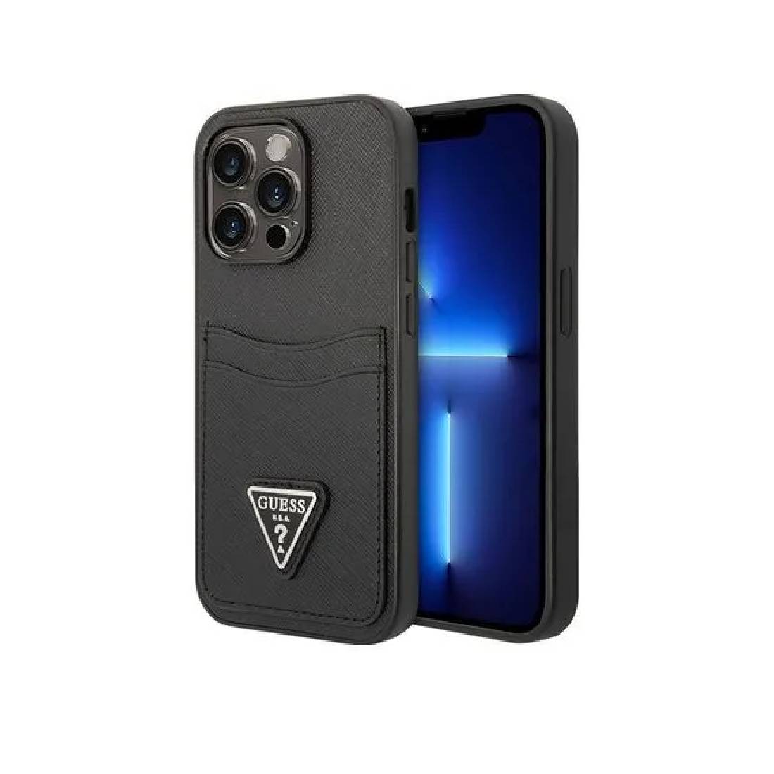 Case iPhone 14 Pro Max Guess Saffiano Double Card Hard Trangle Case