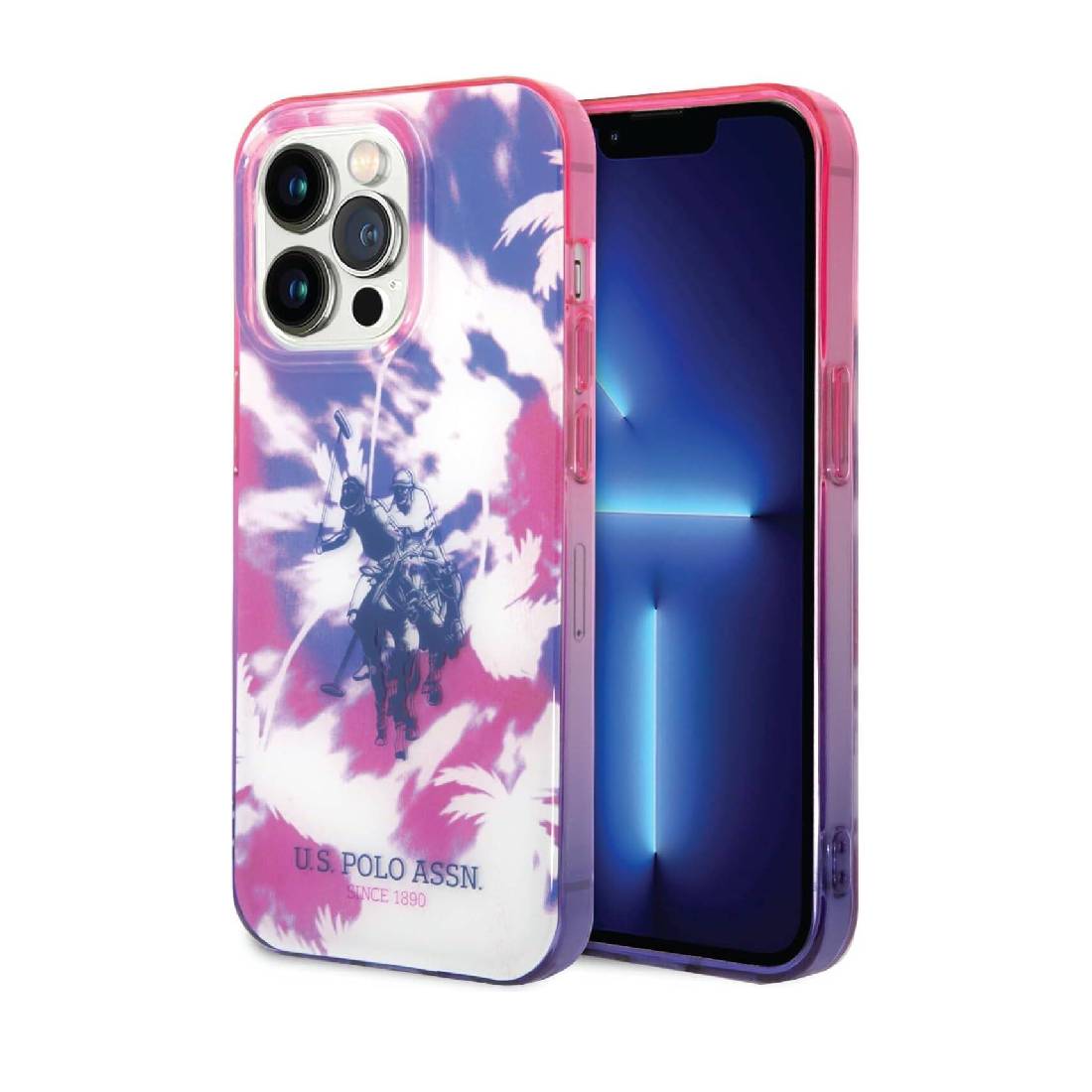 Case U.S. Polo ASSN PC TPU Dye Palm Double Horse logo Hard for iPhone 14 Pro Max